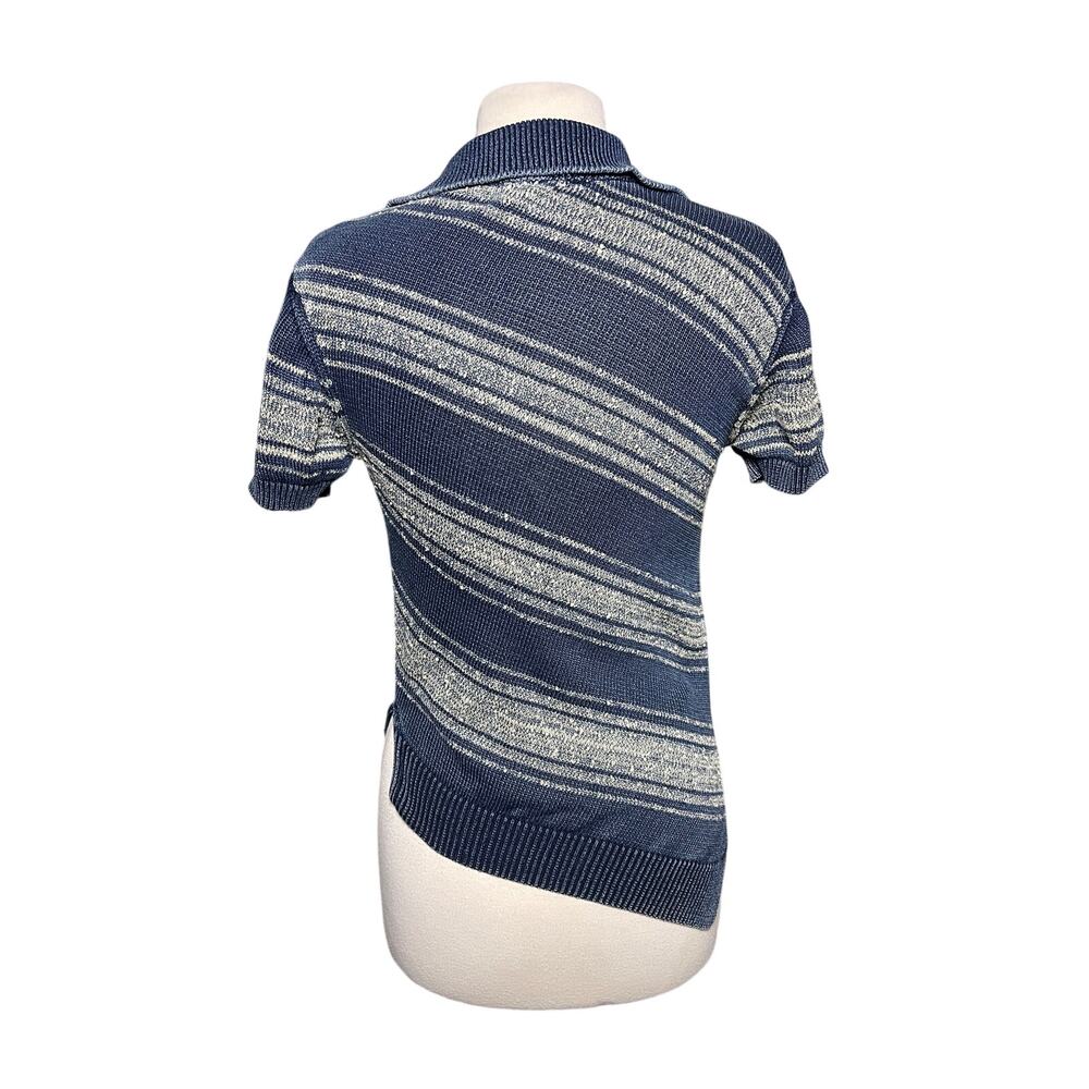 ANTHROPOLOGIE PILCRO Short Sleeved Asymmetrical Sweater Knit Polo Top - Picture 6 of 6